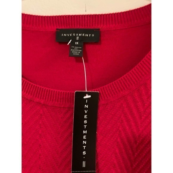 Women’s Investments NWT Red Lightweight Sweater Size 1X - Picture 3 of 5